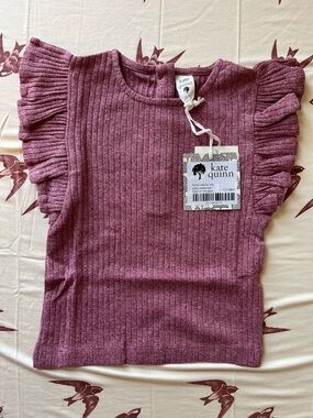 kate quinn Ribbed Flutter Sleeve Top in Mauve
